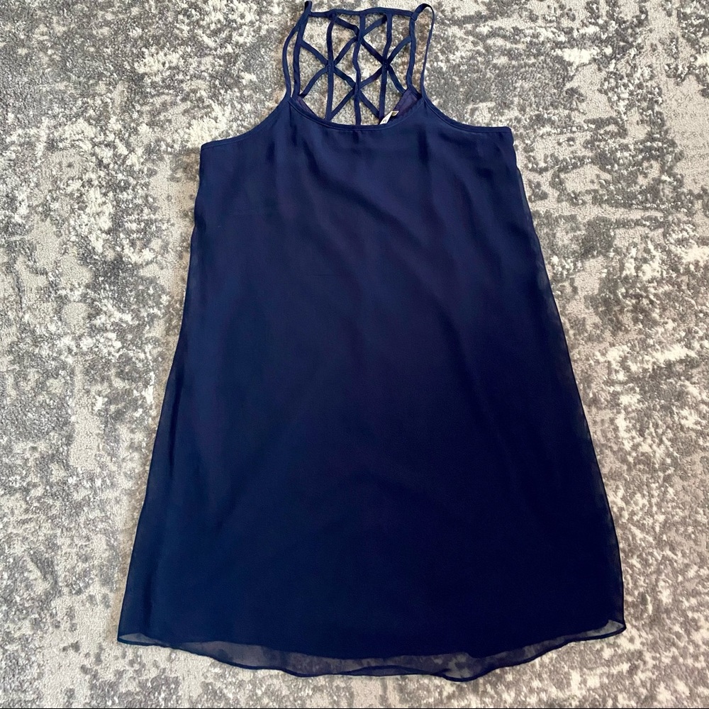 Navy Blue Chiffon Dress